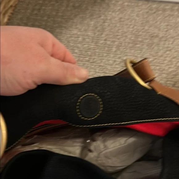 Dooney & Bourke Black and Tan Leather Hobo Bag - Picture 10 of 12